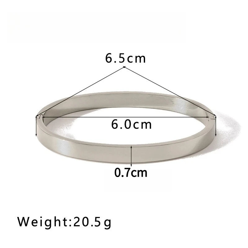 High Quality Stainless Steel Round Wide Bracelet Bangle Fashion Texture Gold Silver Color Waterproof Charm Jewelry Gift New