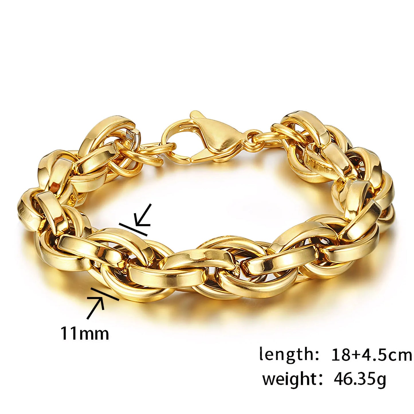 New 316L Stainless Steel Geometric Thick Chain Bracelet Bangles for Women Trendy 18K Gold Plated Waterproof Jewelry Gift
