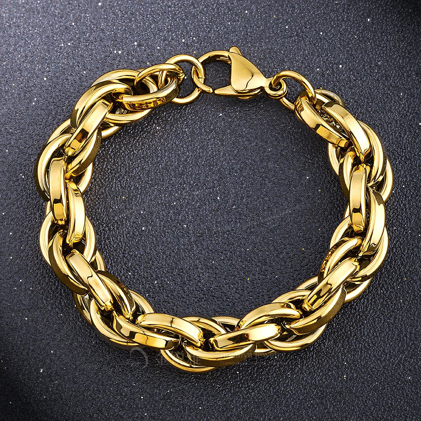 New 316L Stainless Steel Geometric Thick Chain Bracelet Bangles for Women Trendy 18K Gold Plated Waterproof Jewelry Gift