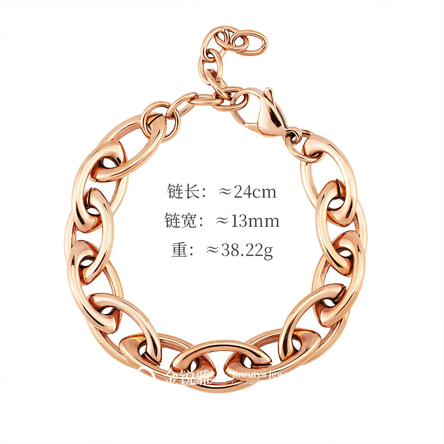 New 316L Stainless Steel Geometric Thick Chain Bracelet Bangles for Women Trendy 18K Gold Plated Waterproof Jewelry Gift