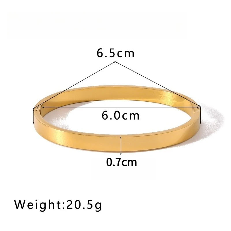 High Quality Stainless Steel Round Wide Bracelet Bangle Fashion Texture Gold Silver Color Waterproof Charm Jewelry Gift New