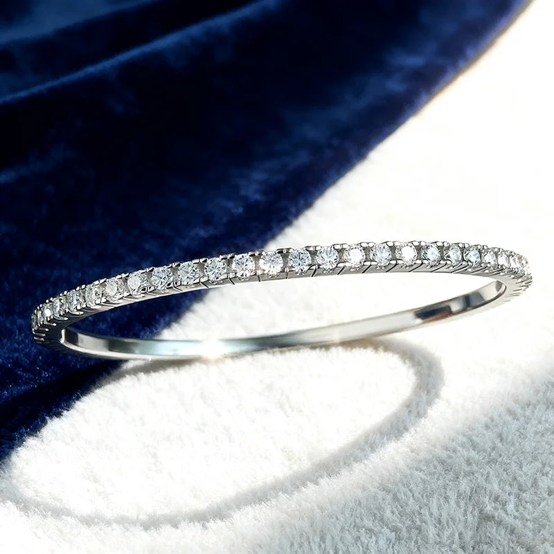 HORRIPAL D VVS1 2.5MM Moissanite Bracelet for Women 925 Sterling Silver Plated 18K White Gold Waterproof Wedding Bangle Jewelry