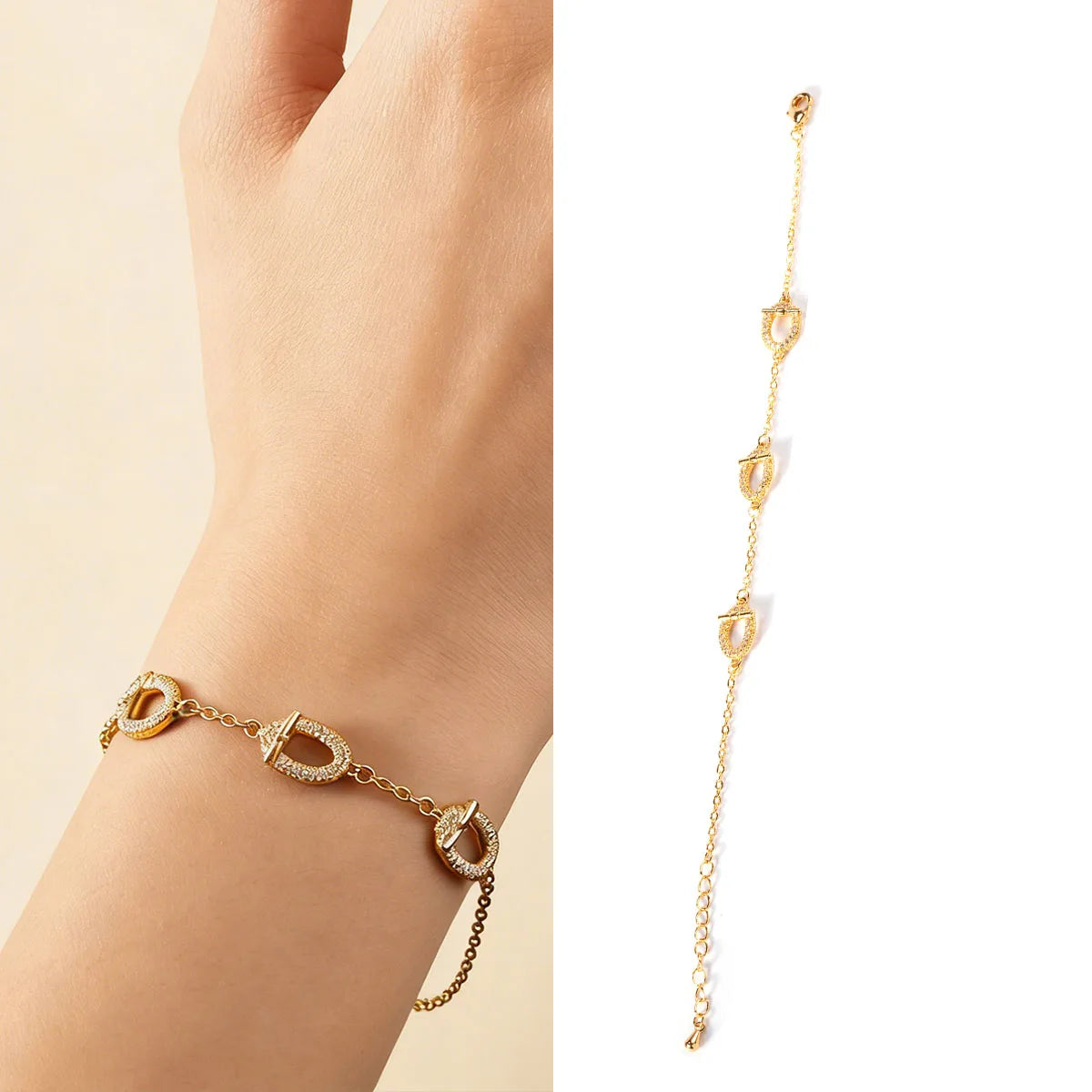 Light luxury style bracelet for Women,Stainless Steel Oval Bracelets, featuring zirconium stones Trendy Waterproof Jewelry Gift