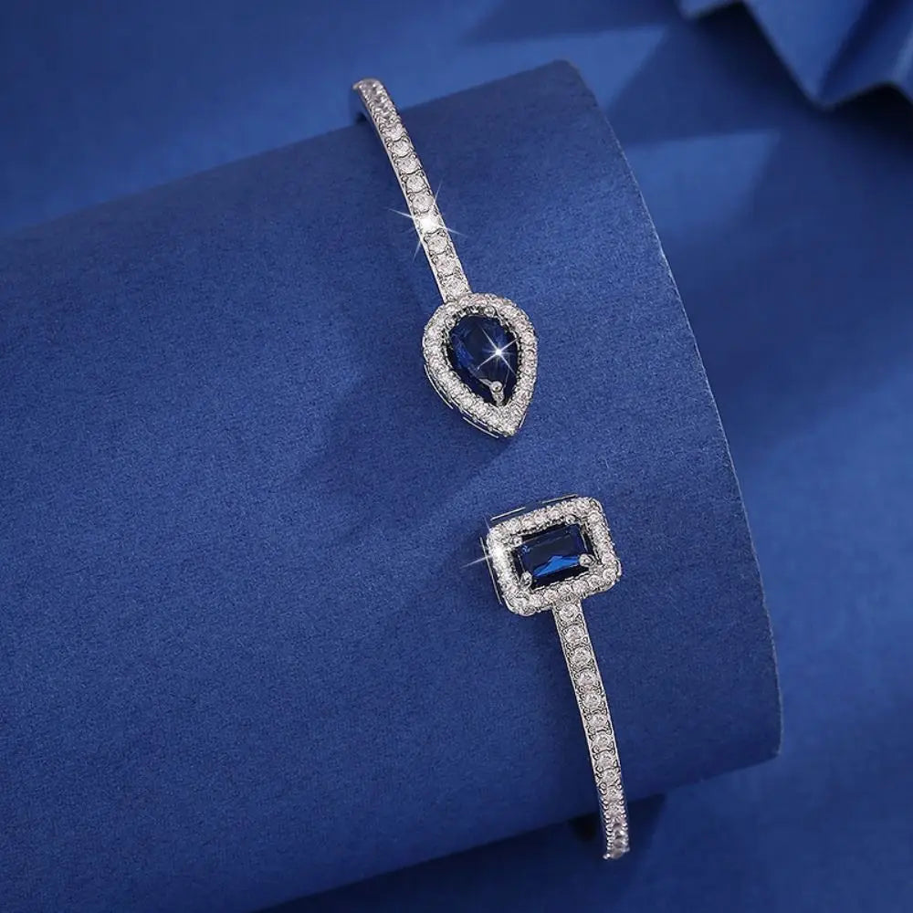 Jewelry Cubic Zirconia Cuff Bracelet Waterproof Handmade Luxury Geometry Bangle Korean Style Ornaments Adjustable Open Bangle