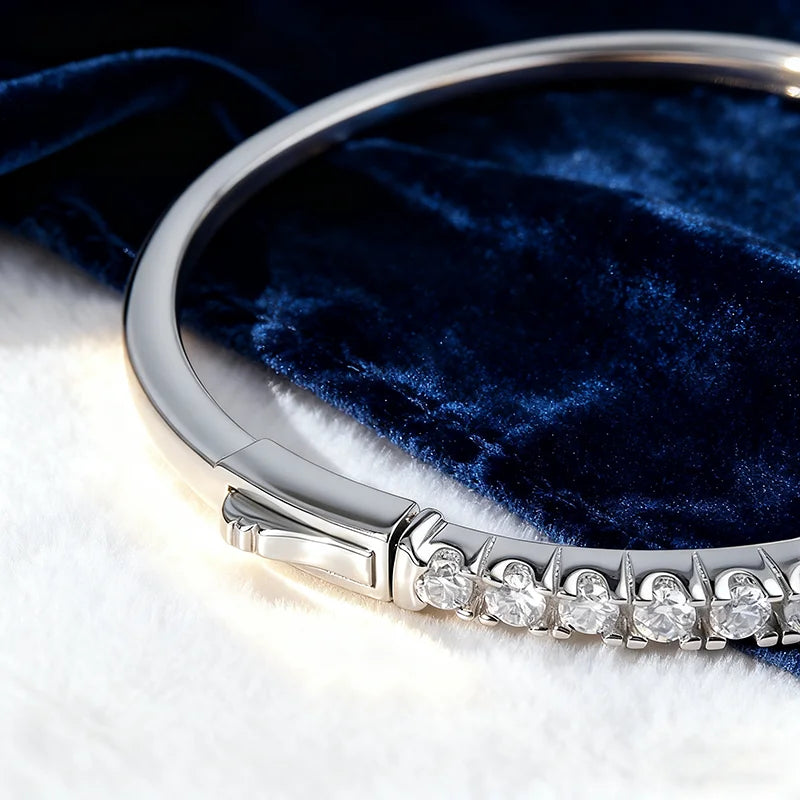 HORRIPAL D VVS1 2.5MM Moissanite Bracelet for Women 925 Sterling Silver Plated 18K White Gold Waterproof Wedding Bangle Jewelry