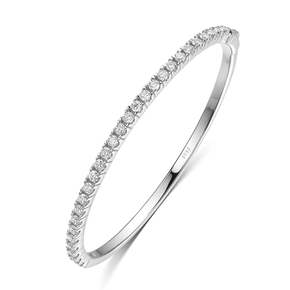 HORRIPAL D VVS1 2.5MM Moissanite Bracelet for Women 925 Sterling Silver Plated 18K White Gold Waterproof Wedding Bangle Jewelry