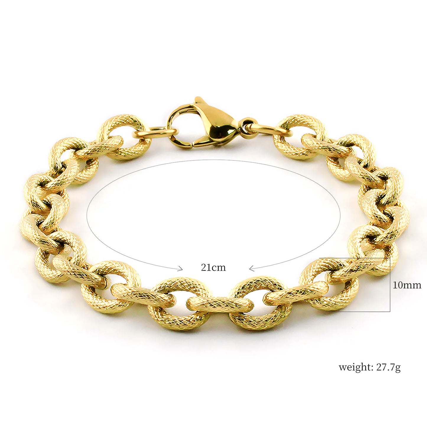 New 316L Stainless Steel Geometric Thick Chain Bracelet Bangles for Women Trendy 18K Gold Plated Waterproof Jewelry Gift