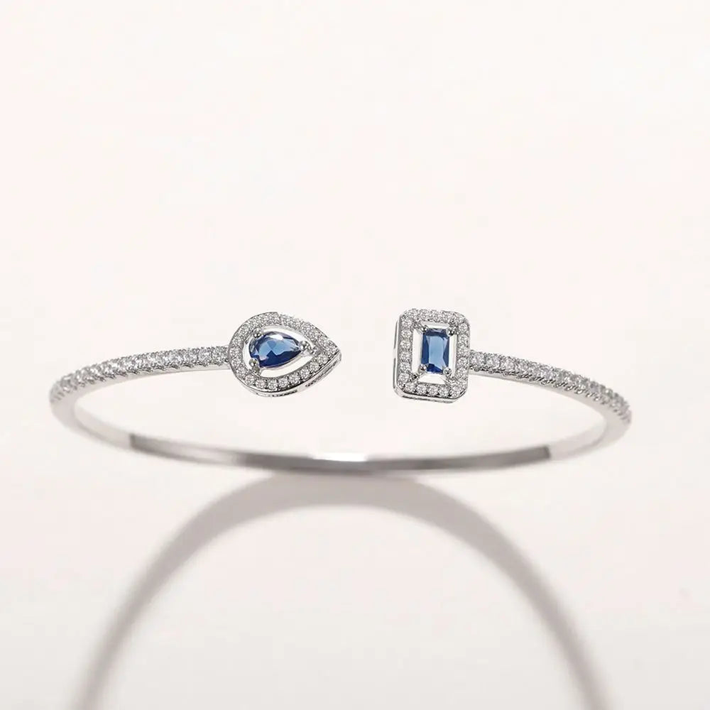 Jewelry Cubic Zirconia Cuff Bracelet Waterproof Handmade Luxury Geometry Bangle Korean Style Ornaments Adjustable Open Bangle