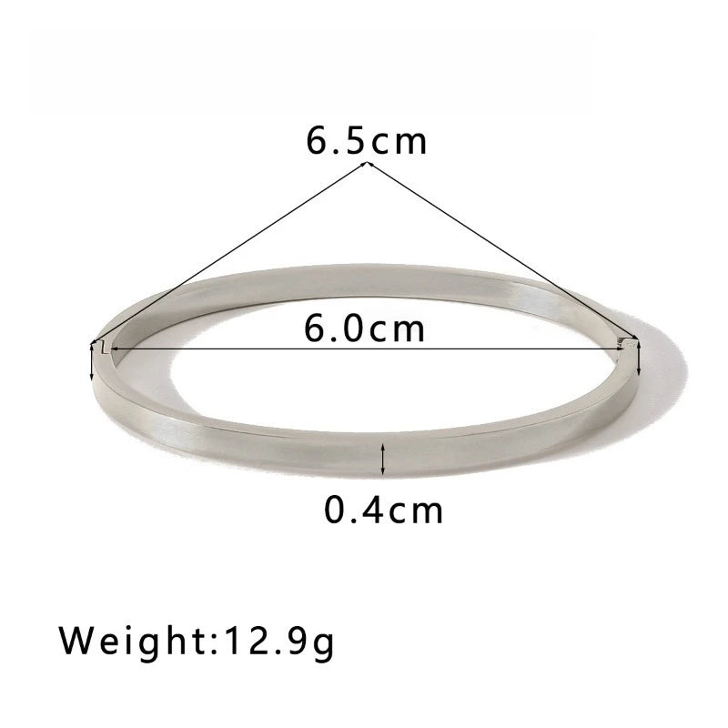 High Quality Stainless Steel Round Wide Bracelet Bangle Fashion Texture Gold Silver Color Waterproof Charm Jewelry Gift New