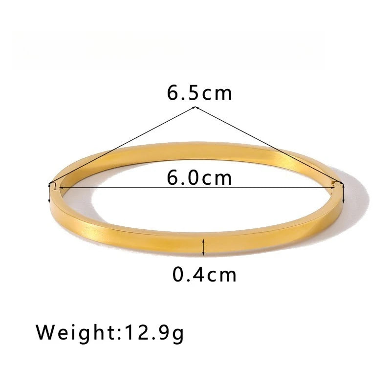High Quality Stainless Steel Round Wide Bracelet Bangle Fashion Texture Gold Silver Color Waterproof Charm Jewelry Gift New