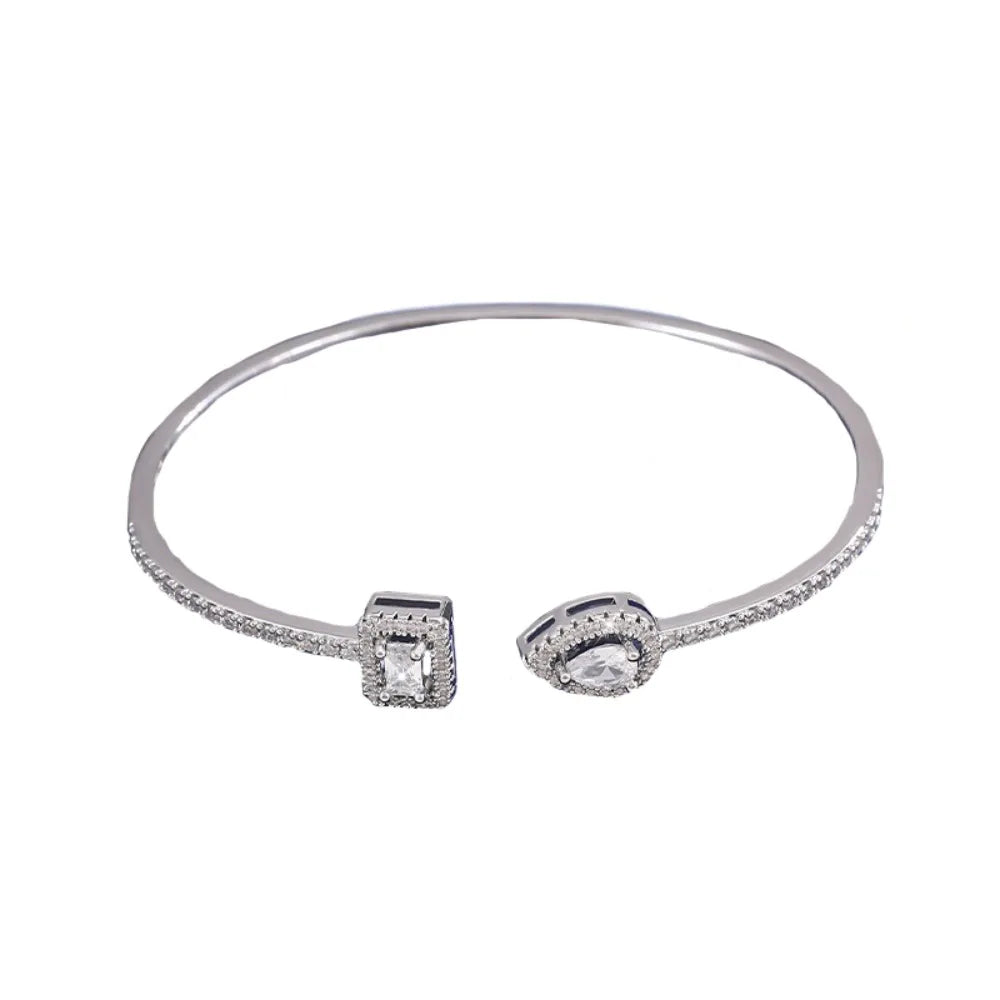 Jewelry Cubic Zirconia Cuff Bracelet Waterproof Handmade Luxury Geometry Bangle Korean Style Ornaments Adjustable Open Bangle