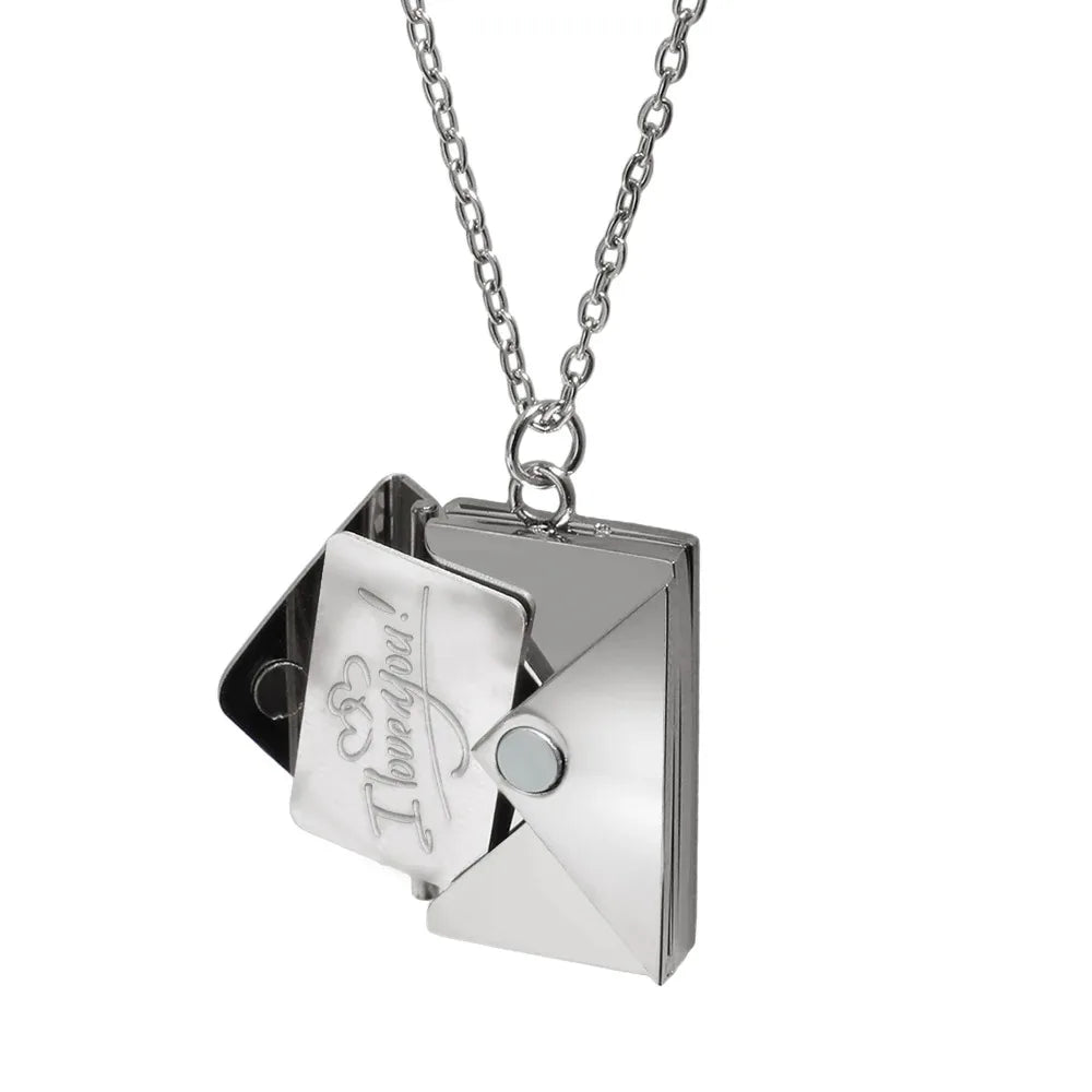 Stainless Steel Envelope Pendant Necklace Metal Waterproof Jewelry For Womengraduation gift for girlfriend stud