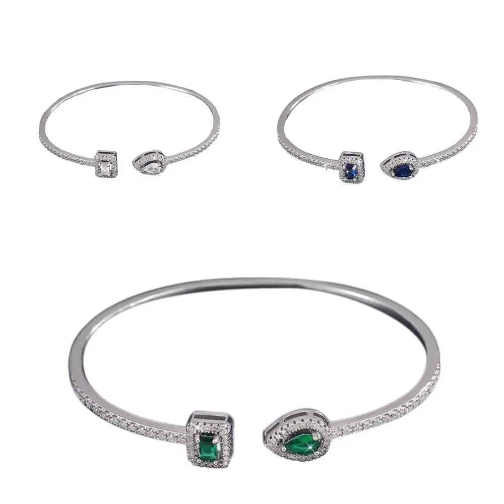 Jewelry Cubic Zirconia Cuff Bracelet Waterproof Handmade Luxury Geometry Bangle Korean Style Ornaments Adjustable Open Bangle