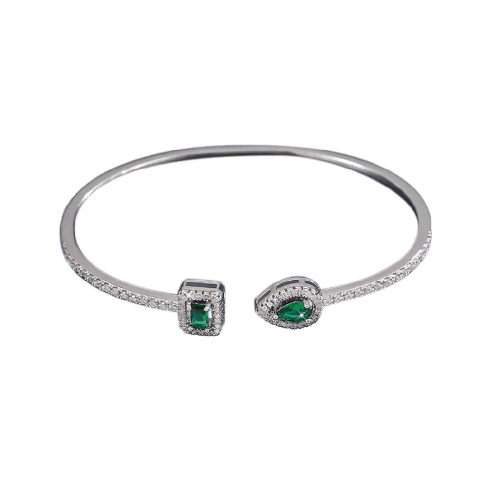 Jewelry Cubic Zirconia Cuff Bracelet Waterproof Handmade Luxury Geometry Bangle Korean Style Ornaments Adjustable Open Bangle