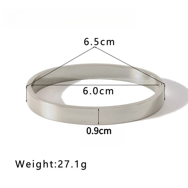 High Quality Stainless Steel Round Wide Bracelet Bangle Fashion Texture Gold Silver Color Waterproof Charm Jewelry Gift New