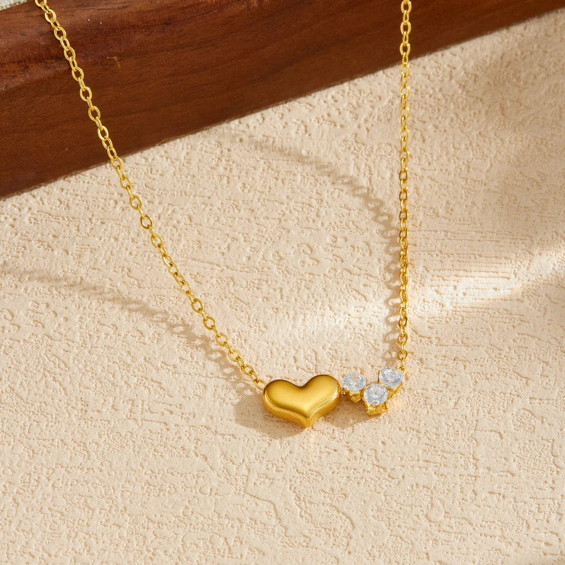 DIEYURO 316L Stainless Steel Zirconia Golden Heart Love Thin Chic Necklace For Women Classic Trend Waterproof Neck Chain Jewelry