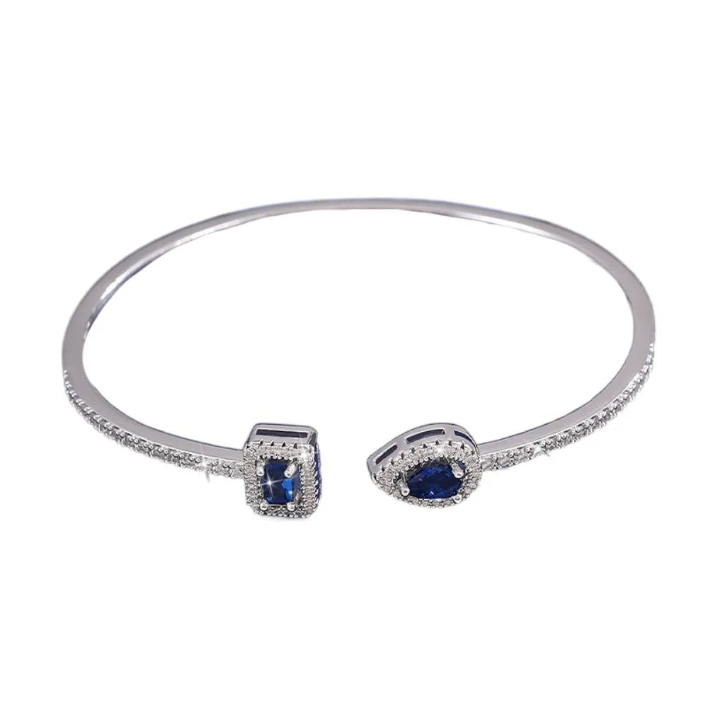 Jewelry Cubic Zirconia Cuff Bracelet Waterproof Handmade Luxury Geometry Bangle Korean Style Ornaments Adjustable Open Bangle
