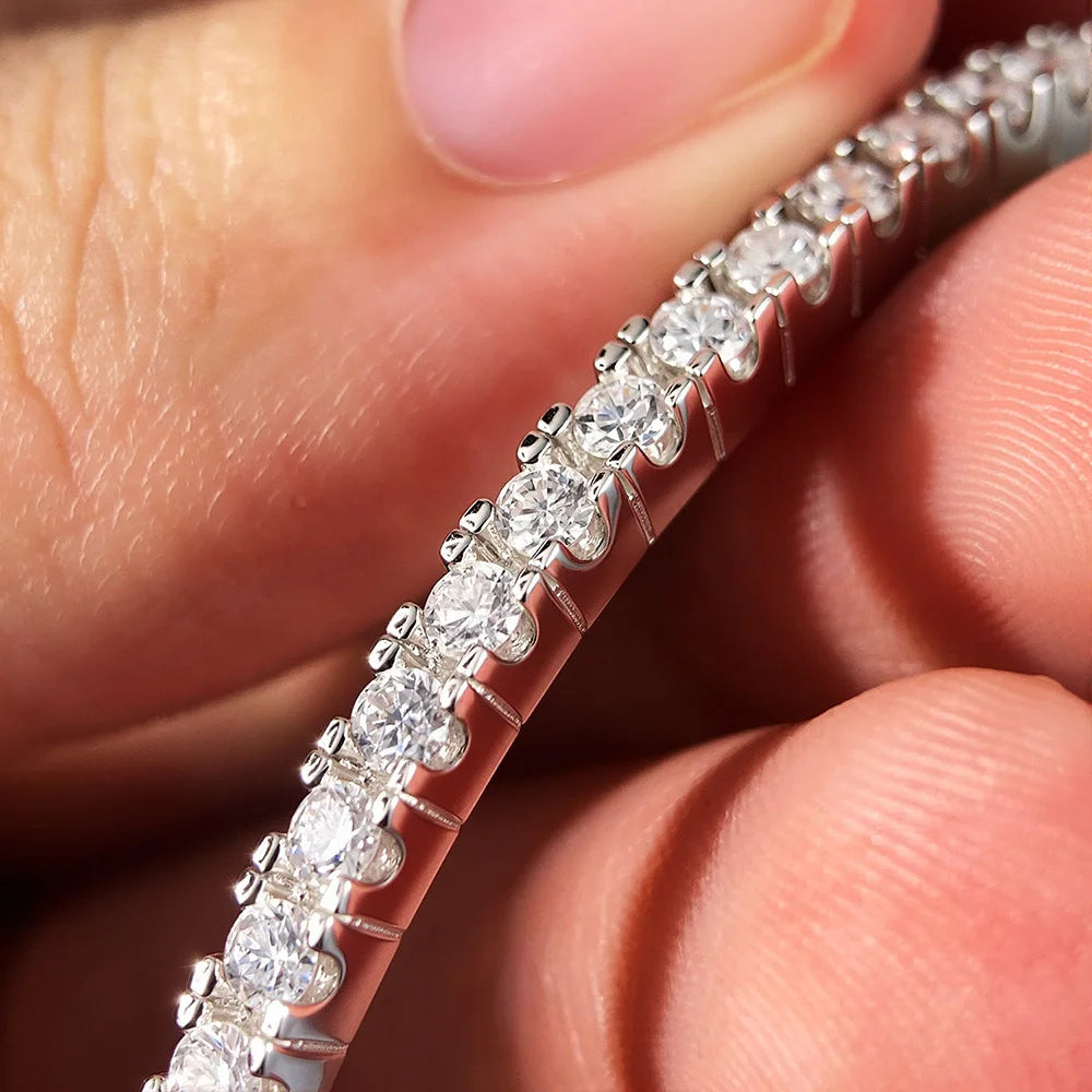 HORRIPAL D VVS1 2.5MM Moissanite Bracelet for Women 925 Sterling Silver Plated 18K White Gold Waterproof Wedding Bangle Jewelry