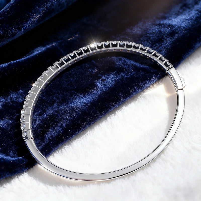 HORRIPAL D VVS1 2.5MM Moissanite Bracelet for Women 925 Sterling Silver Plated 18K White Gold Waterproof Wedding Bangle Jewelry